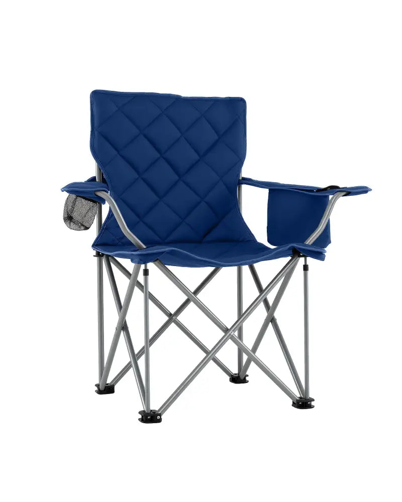 Oversized Camping Chairs Outdoor Folding Chair with Cooler Pouch and Cup Holder-Navy - Navy - Camping Furniture