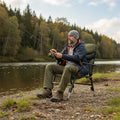 Oversized Foldable Fishing Chair for Adults with Armrest-Green - Green - Camping Furniture