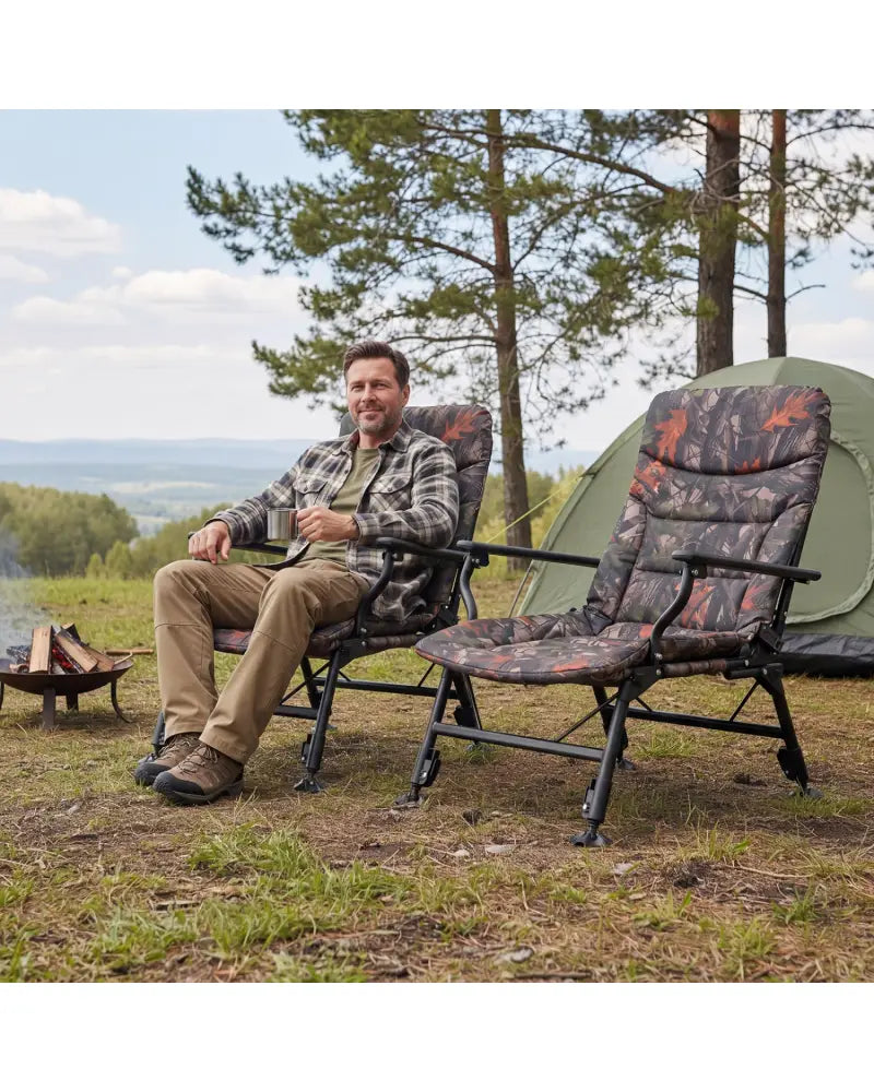Oversized Foldable Fishing Chair for Adults with Armrest-Multicolor - Multicolor - Camping Furniture