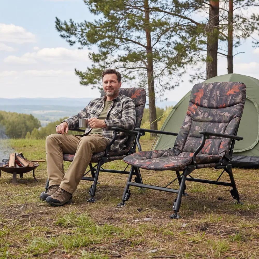 Oversized Foldable Fishing Chair for Adults with Armrest-Multicolor - Multicolor - Camping Furniture