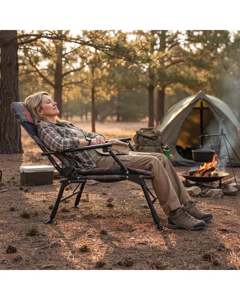 Oversized Foldable Fishing Chair for Adults with Armrest-Multicolor - Multicolor - Camping Furniture