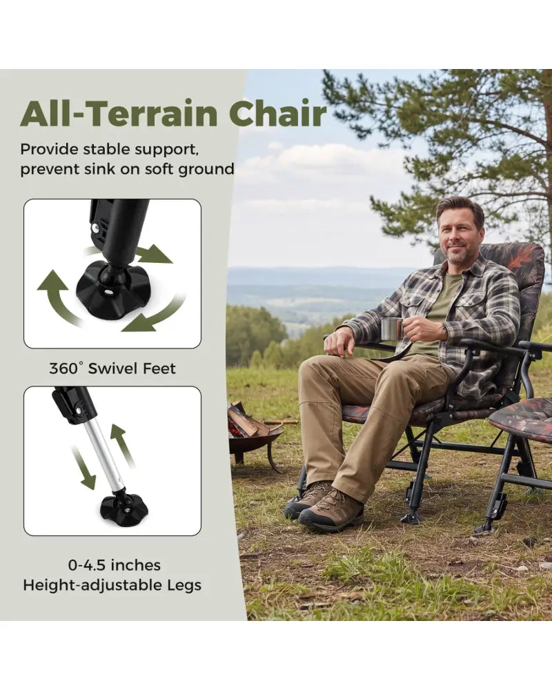 Oversized Foldable Fishing Chair for Adults with Armrest-Multicolor - Multicolor - Camping Furniture