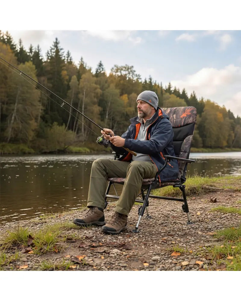 Oversized Foldable Fishing Chair for Adults with Armrest-Multicolor - Multicolor - Camping Furniture