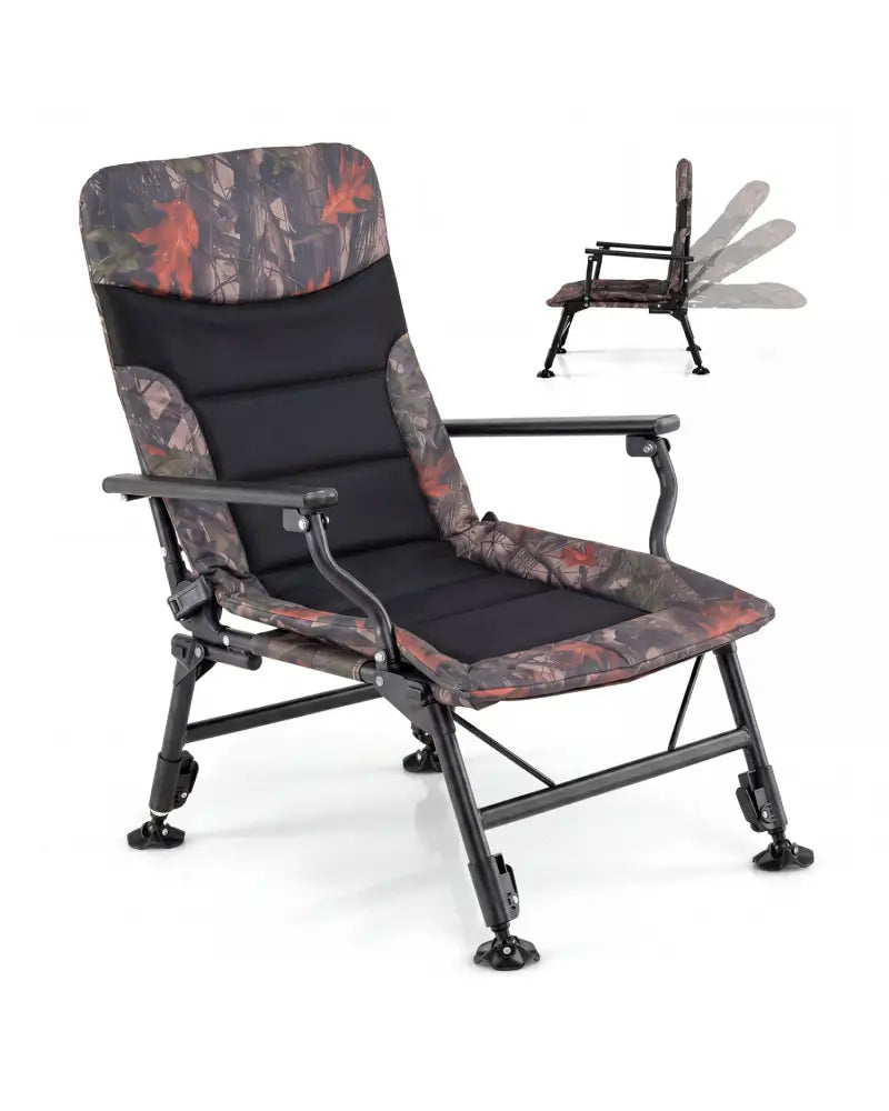 Oversized Foldable Fishing Chair for Adults with Armrest-Multicolor - Multicolor - Camping Furniture