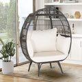 Oversized Patio Rattan Egg Lounge Chair with 4 Cushions-Brown - Brown - Outdoor Chaise Lounges