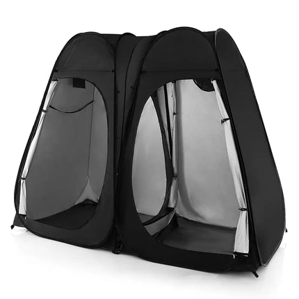 Oversized Pop Up Shower Tent with Window Floor and Storage Pocket-Black - Black - Tents