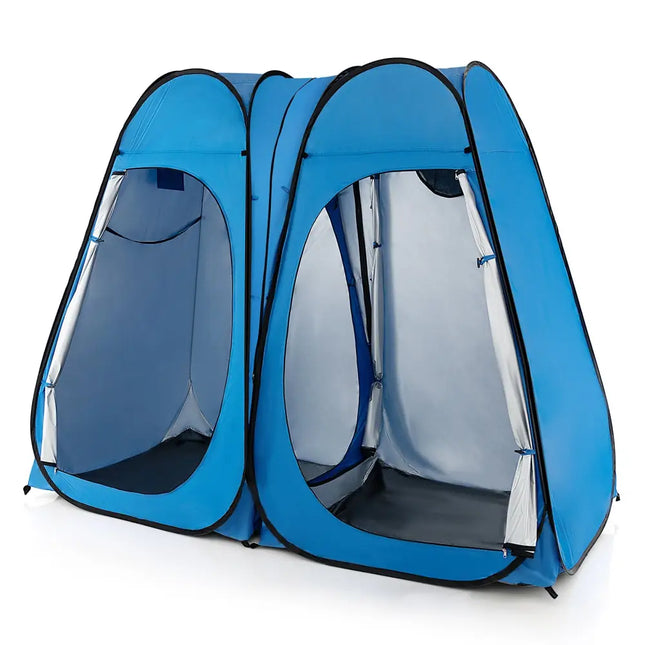 Oversized Pop Up Shower Tent with Window Floor and Storage Pocket-Blue - Blue - Tents