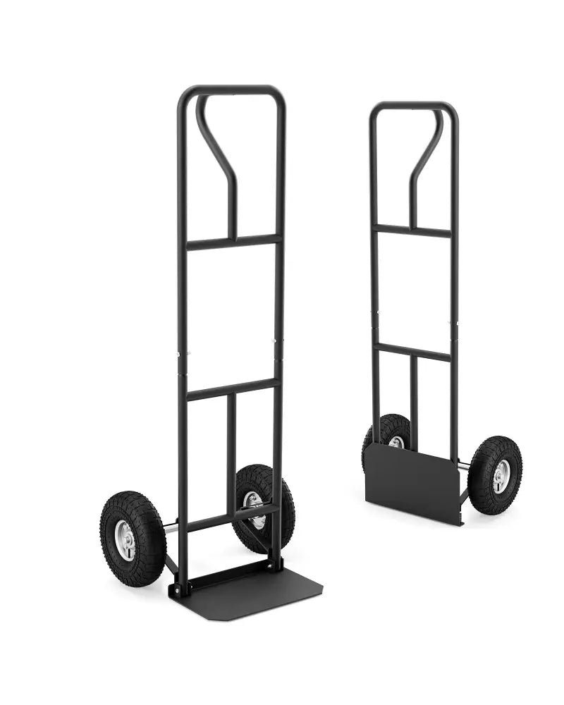 P-Handle Hand Truck with Foldable Load Plate for Warehouse Garage-Black - Black - Garages