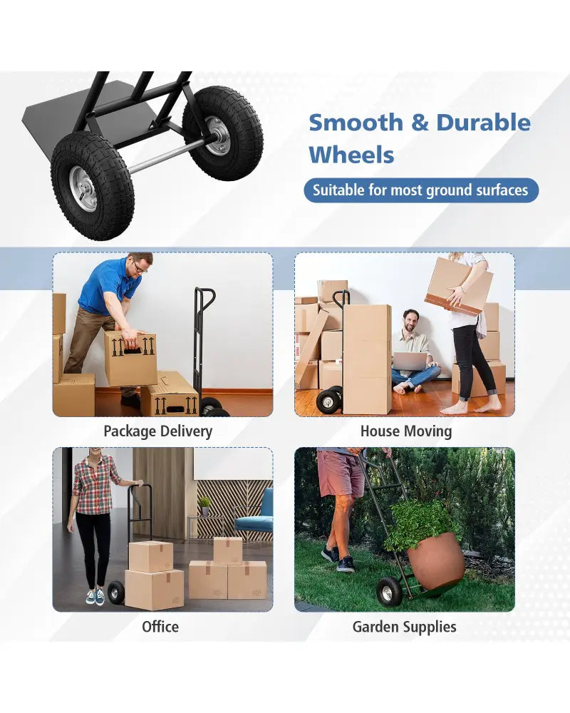 P-Handle Hand Truck with Foldable Load Plate for Warehouse Garage-Black - Black - Garages