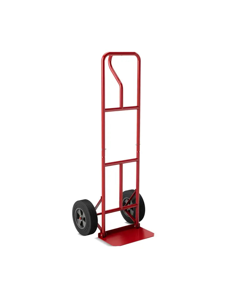 P-Handle Hand Truck with Foldable Load Plate for Warehouse Garage-Red - Dark Gray - Garages