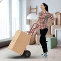 P-Handle Hand Truck with Foldable Load Plate for Warehouse Garage-Red - Dark Gray - Garages