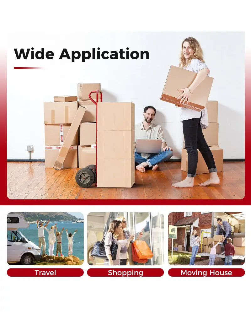 P-Handle Hand Truck with Foldable Load Plate for Warehouse Garage-Red - Dark Gray - Garages