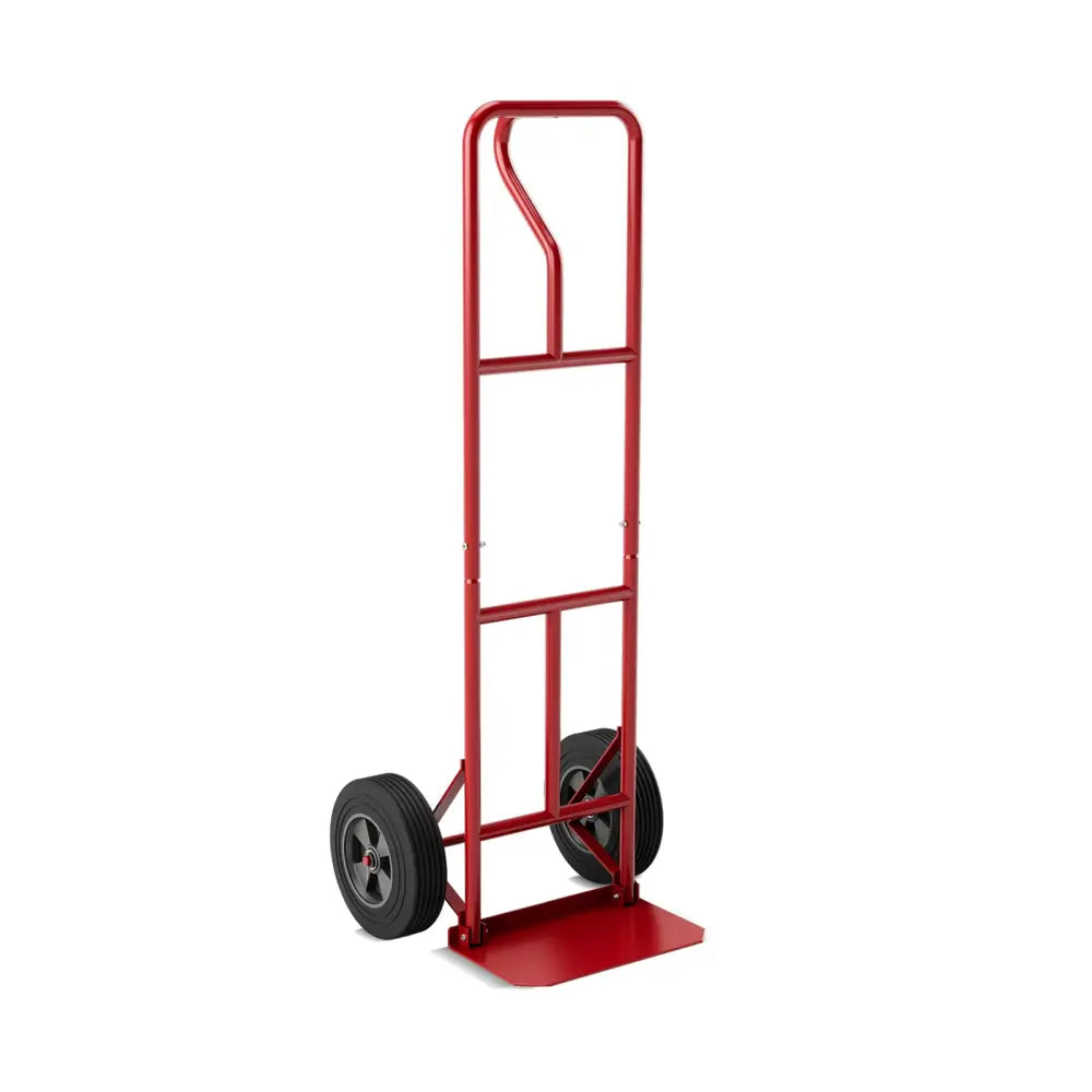 P-Handle Hand Truck with Foldable Load Plate for Warehouse Garage-Red - Dark Gray - Garages