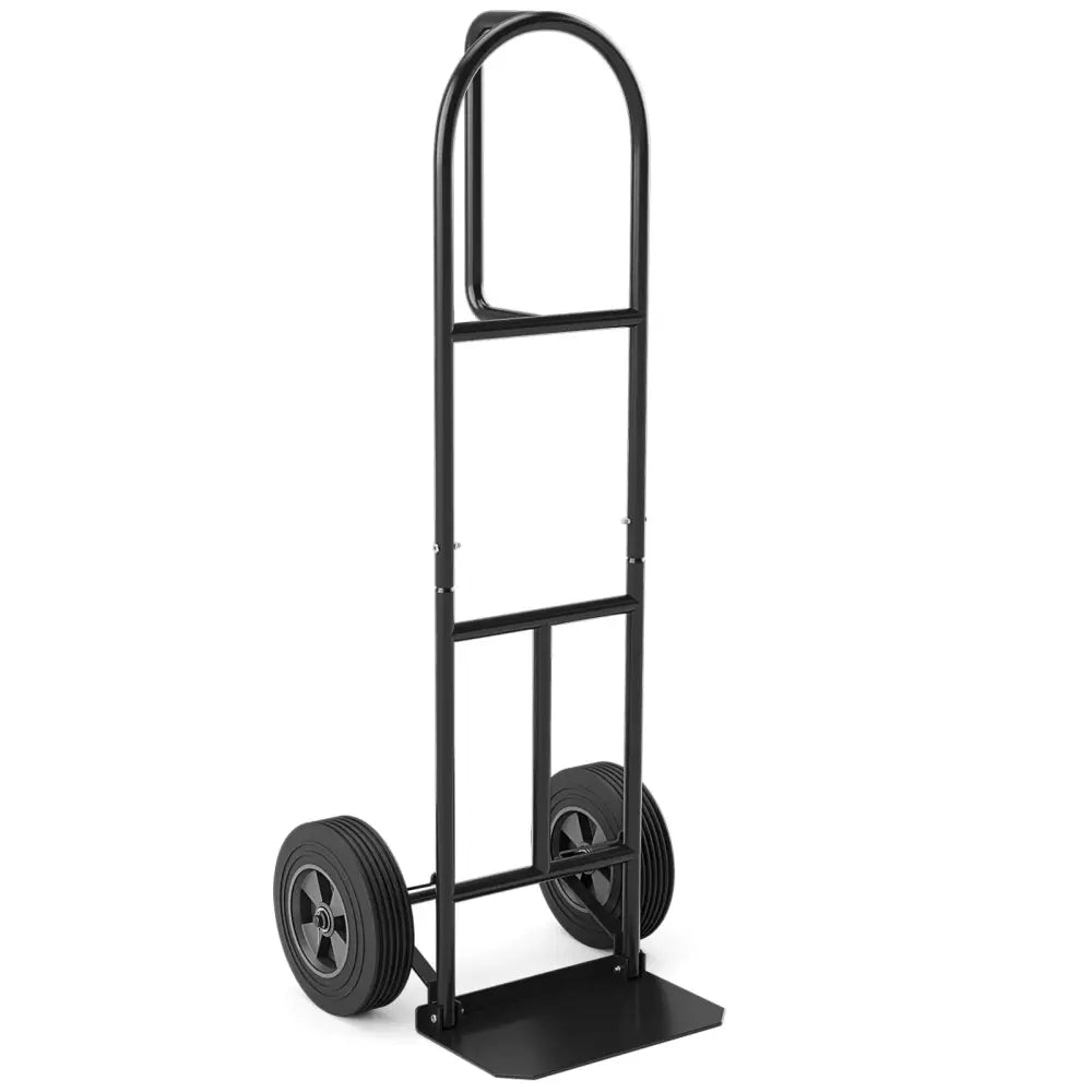P-Handle Sack Truck with 10 Inch Wheels and Foldable Load Area-Black - Black - Garages