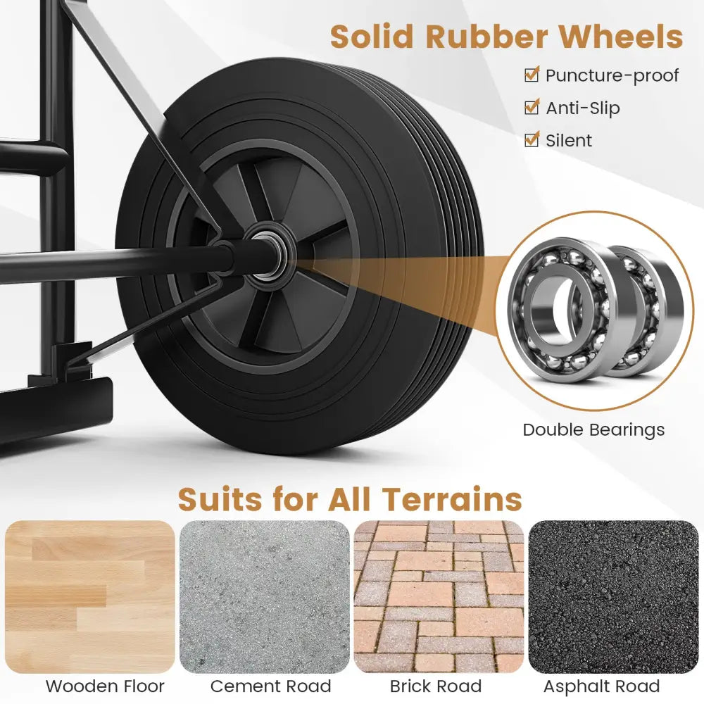 P-Handle Sack Truck with 10 Inch Wheels and Foldable Load Area-Black - Black - Garages