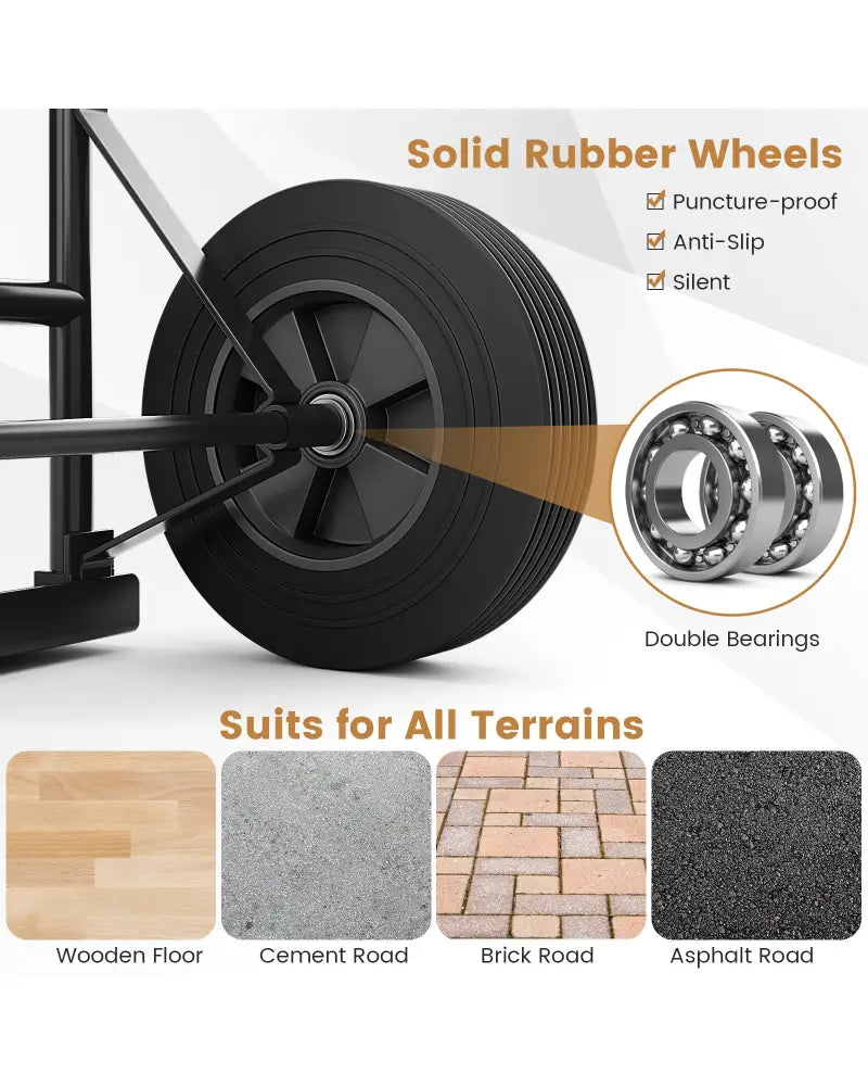 P-Handle Sack Truck with 10 Inch Wheels and Foldable Load Area-Black - Black - Garages