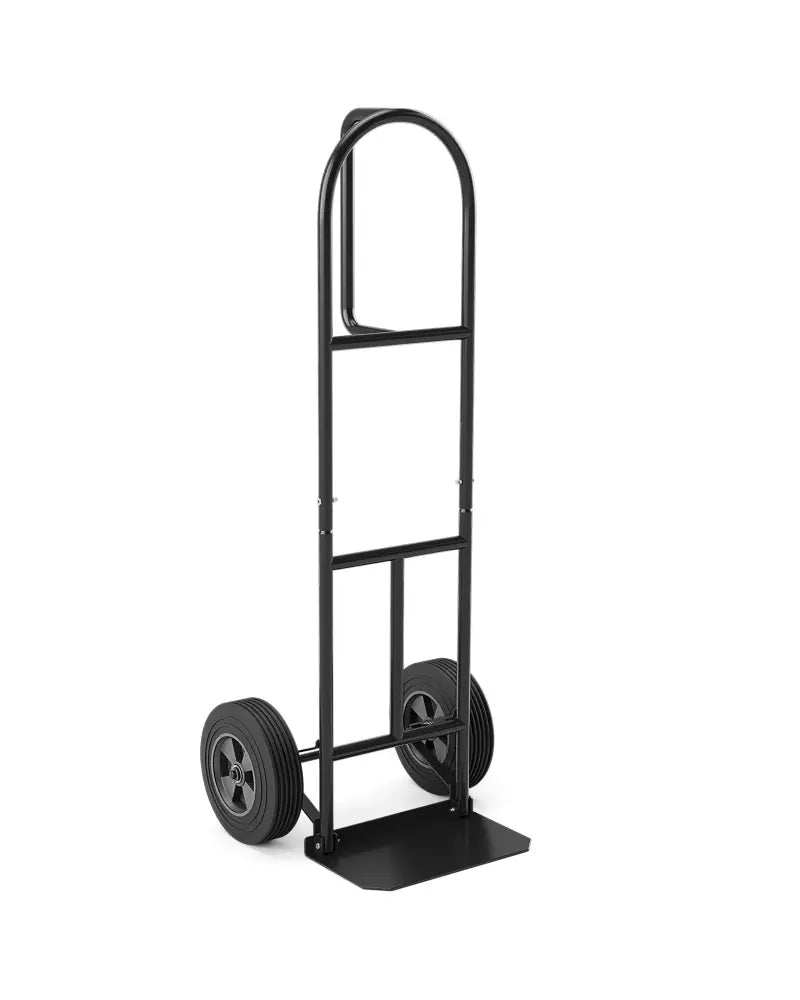 P-Handle Sack Truck with 10 Inch Wheels and Foldable Load Area-Black - Black - Garages