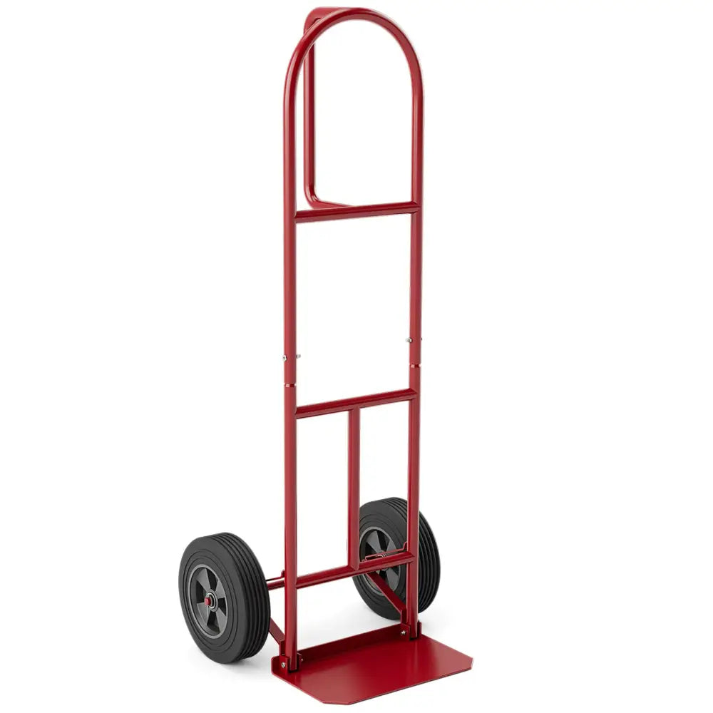 P-Handle Sack Truck with 10 Inch Wheels and Foldable Load Area-Red - Red - Garages