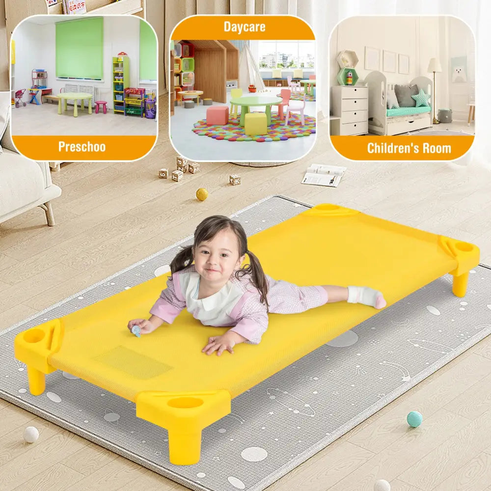 Pack of 4 Colorful Kids Stackable Naptime Cot - Multicolor - Toddler Beds