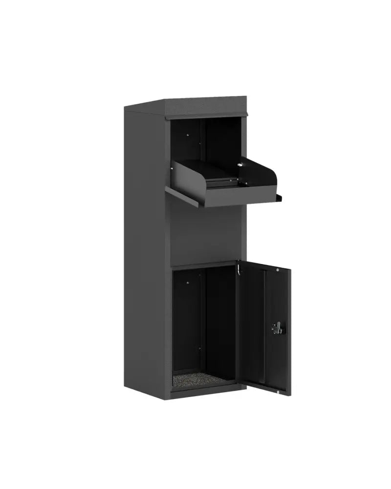 Package Delivery Box for Outside with Anti-Theft Baffle Sloped Roof-Black - Black - Sheds & Outdoor Storage