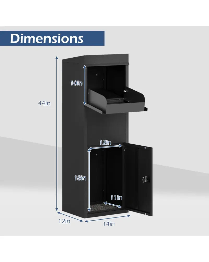 Package Delivery Box for Outside with Anti-Theft Baffle Sloped Roof-Black - Black - Sheds & Outdoor Storage