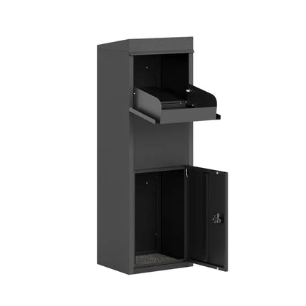 Package Delivery Box for Outside with Anti-Theft Baffle Sloped Roof-Black - Black - Sheds & Outdoor Storage