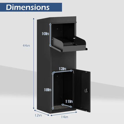 Package Delivery Box for Outside with Anti-Theft Baffle Sloped Roof-Black - Black - Sheds & Outdoor Storage