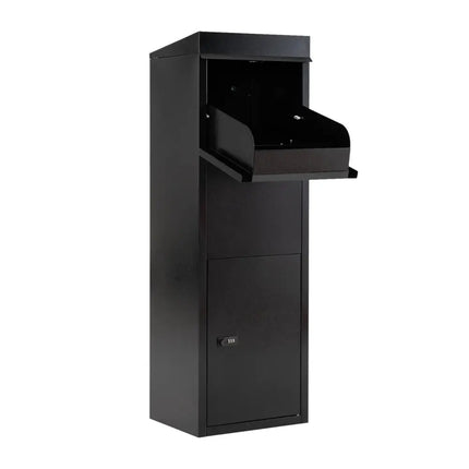 Package Delivery Box for Outside with Anti-Theft Baffle Sloped Roof-Black - Black - Sheds & Outdoor Storage