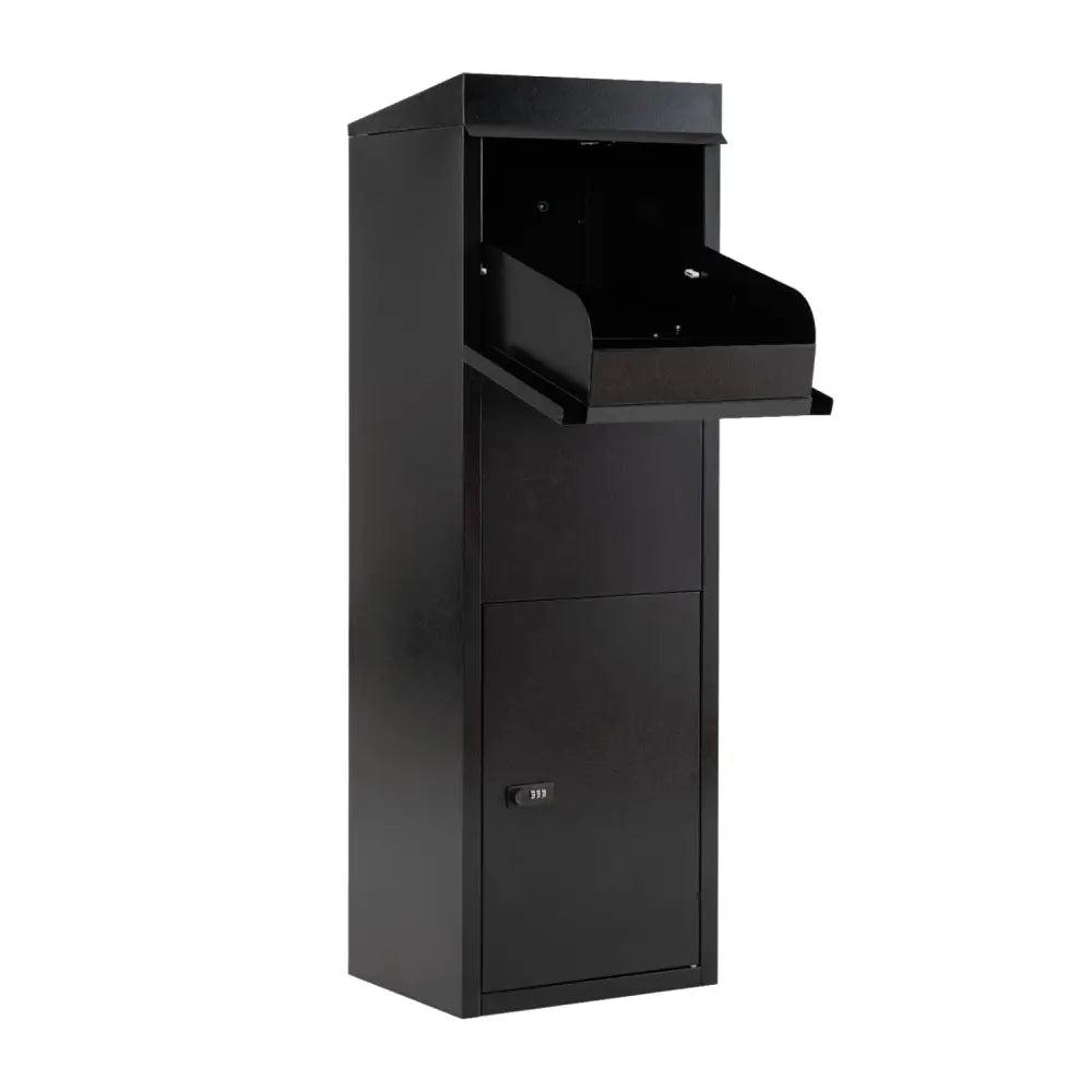 Package Delivery Box for Outside with Anti-Theft Baffle Sloped Roof-Black - Black - Sheds & Outdoor Storage