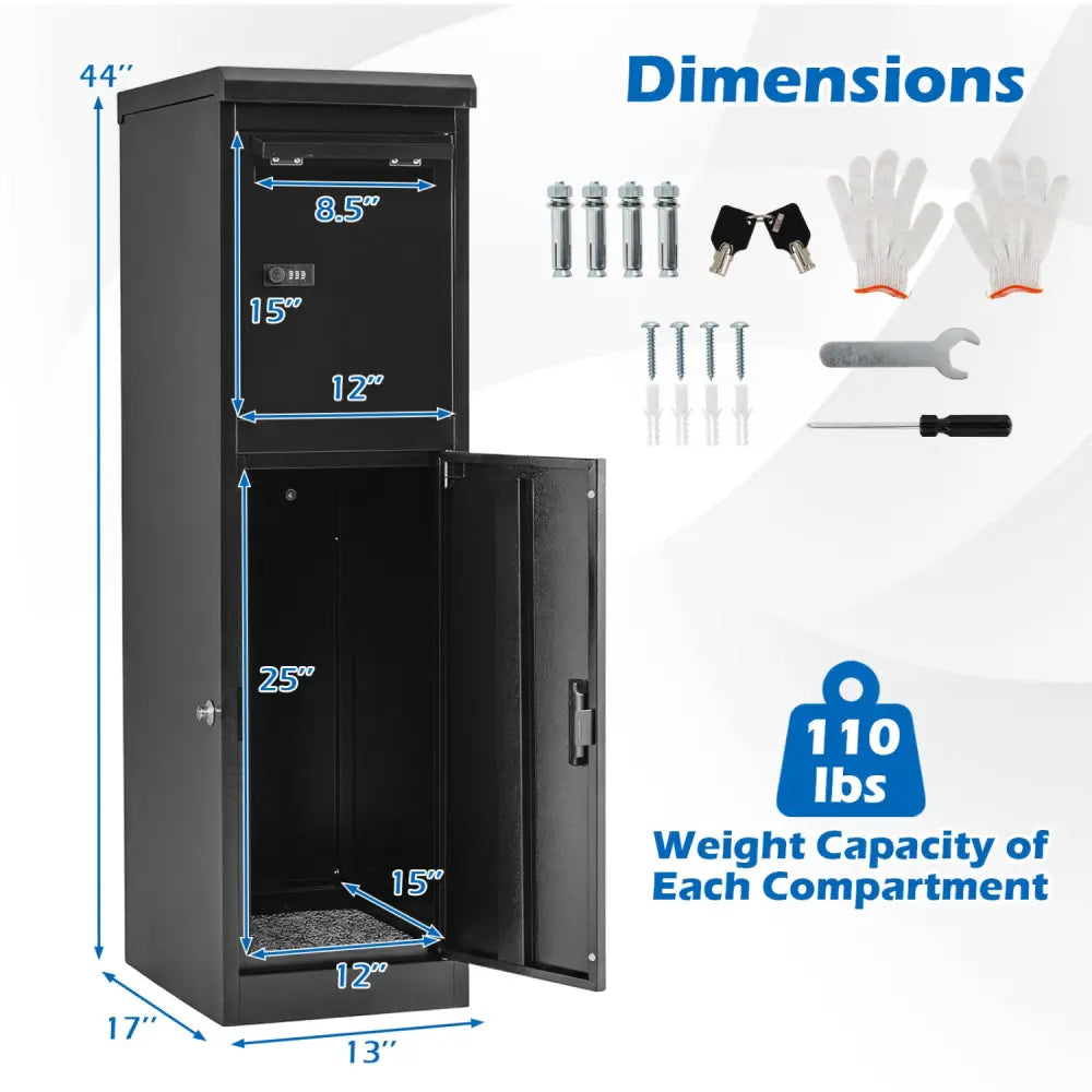 Package Delivery Box for Outside with Lockable Doors Coded Lock-Black - Black - Sheds & Outdoor Storage