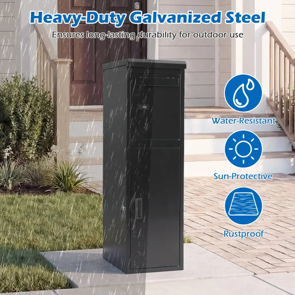 Package Delivery Box for Outside with Lockable Doors Coded Lock-Black - Black - Sheds & Outdoor Storage