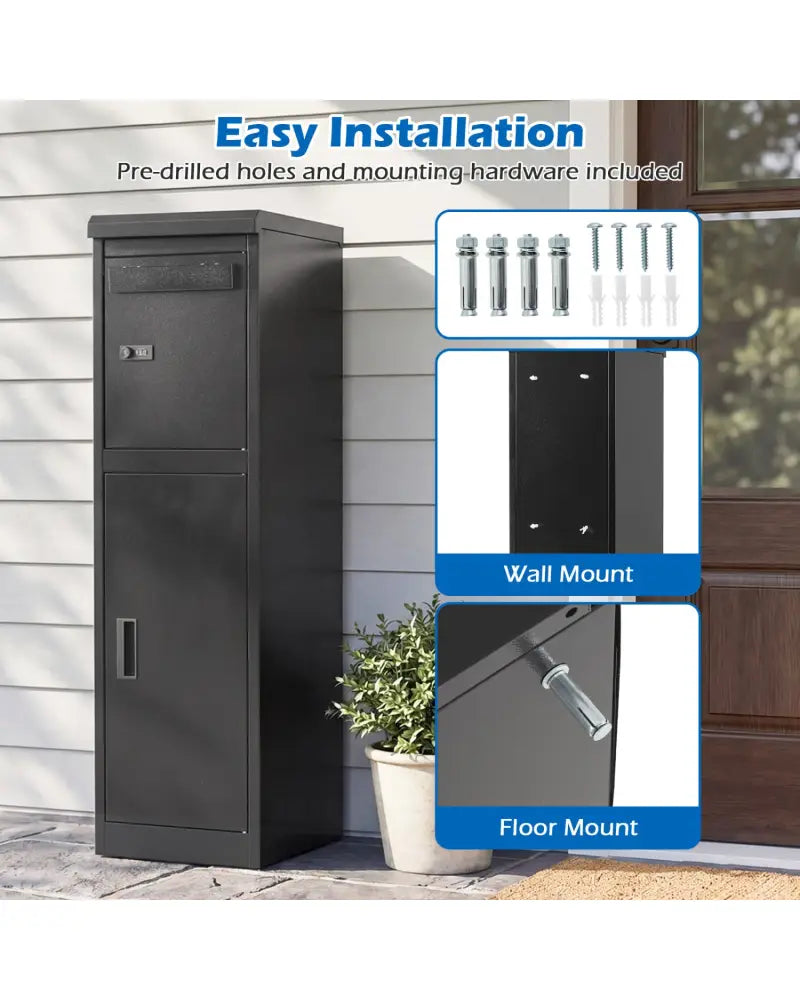 Package Delivery Box for Outside with Lockable Doors Coded Lock-Black - Black - Sheds & Outdoor Storage
