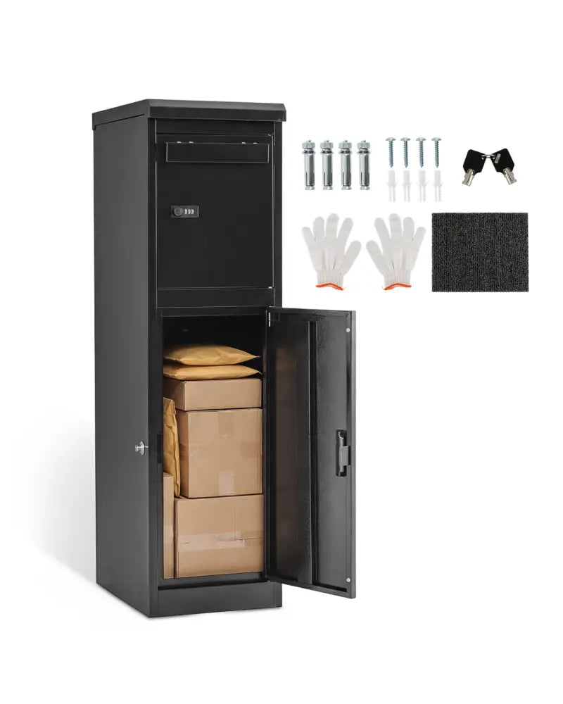 Package Delivery Box for Outside with Lockable Doors Coded Lock-Black - Black - Sheds & Outdoor Storage