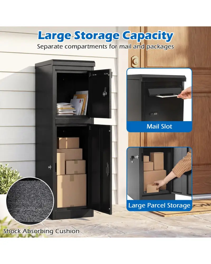 Package Delivery Box for Outside with Lockable Doors Coded Lock-Black - Black - Sheds & Outdoor Storage