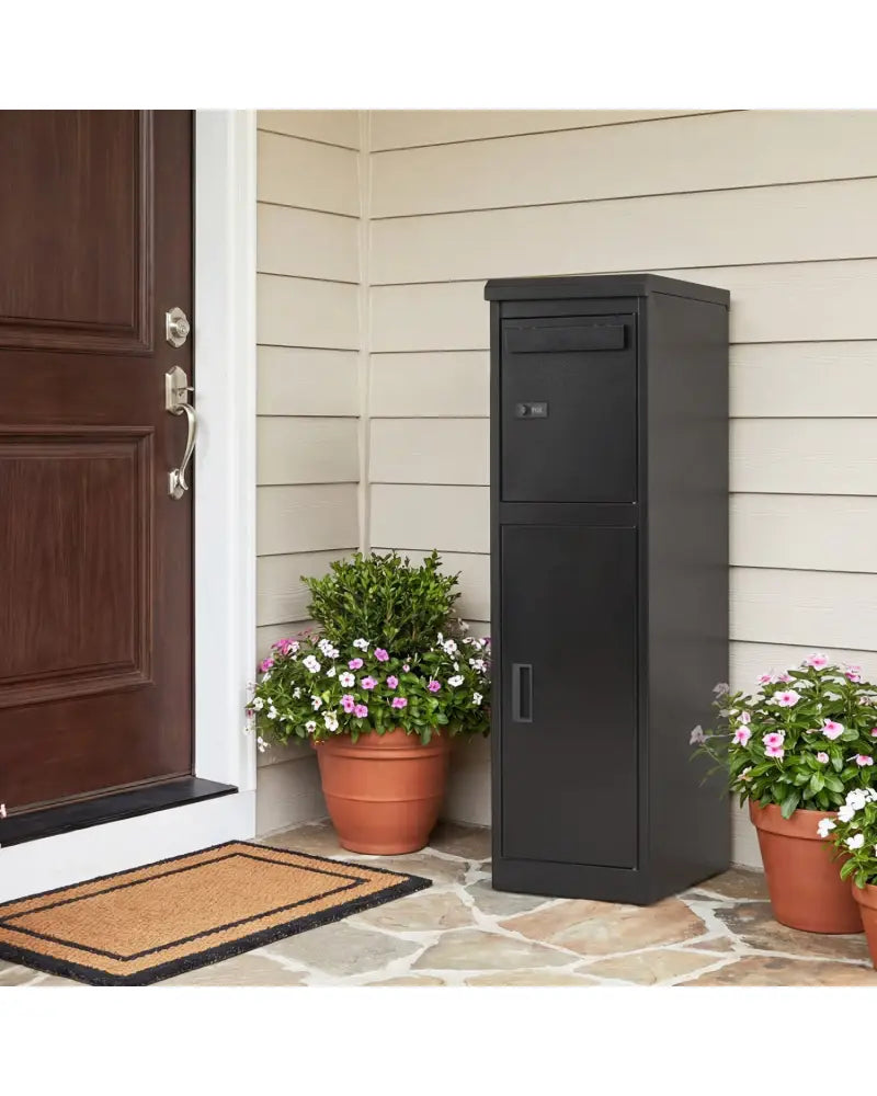 Package Delivery Box for Outside with Lockable Doors Coded Lock-Black - Black - Sheds & Outdoor Storage
