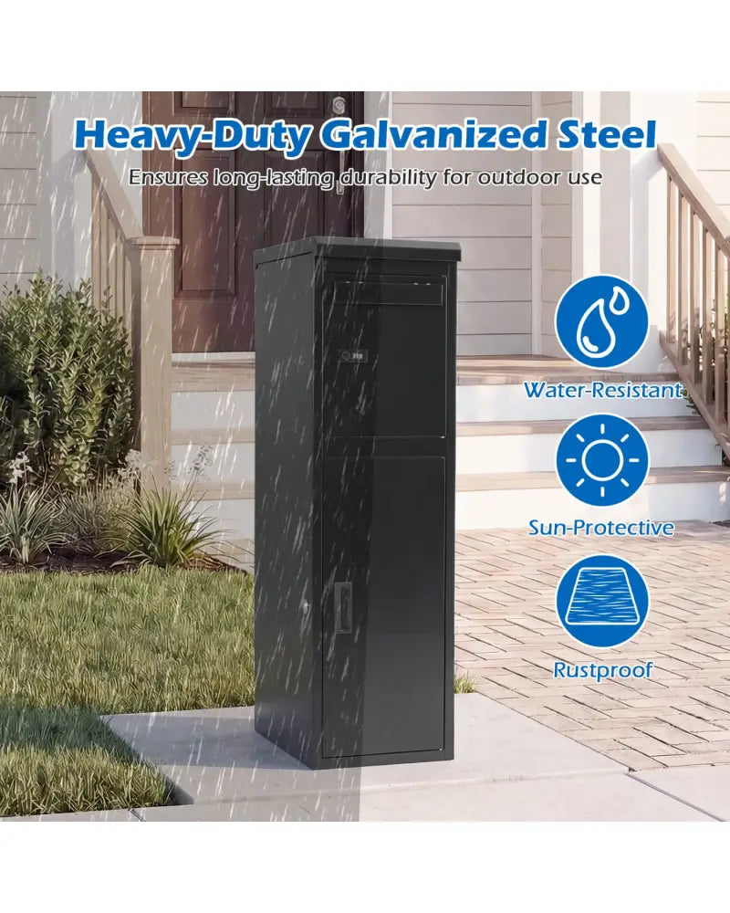 Package Delivery Box for Outside with Lockable Doors Coded Lock-Black - Black - Sheds & Outdoor Storage