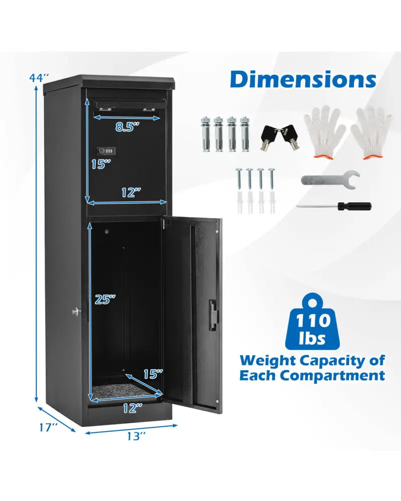 Package Delivery Box for Outside with Lockable Doors Coded Lock-Black - Black - Sheds & Outdoor Storage
