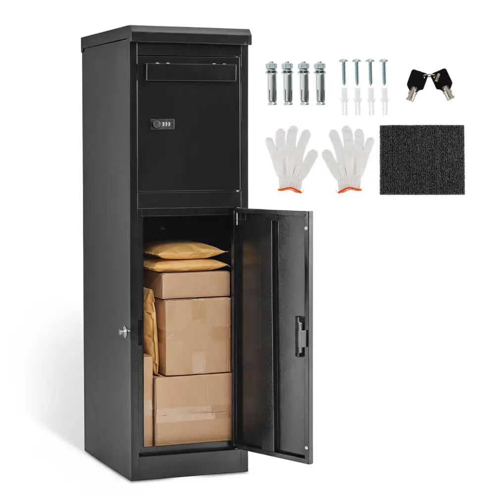 Package Delivery Box for Outside with Lockable Doors Coded Lock-Black - Black - Sheds & Outdoor Storage