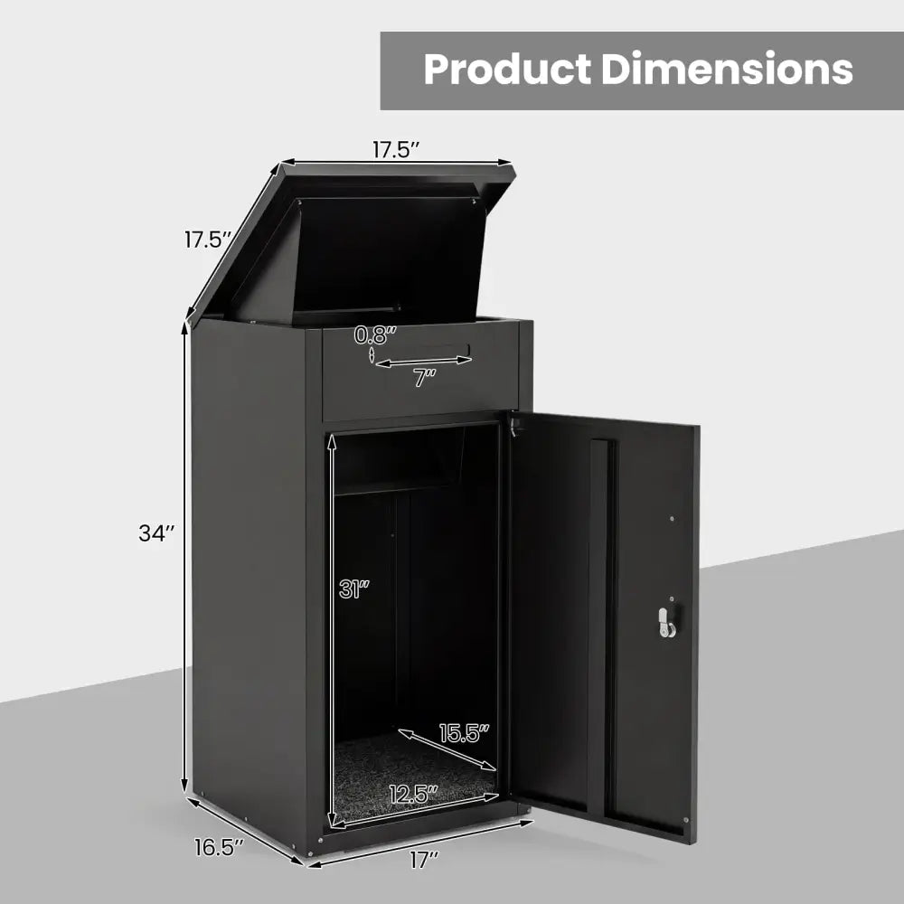 Package Delivery Box with Anti-Theft Board and Lockable Door-Black - Black - Sheds & Outdoor Storage