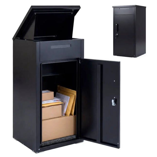 Package Delivery Box with Anti-Theft Board and Lockable Door-Black - Black - Sheds & Outdoor Storage