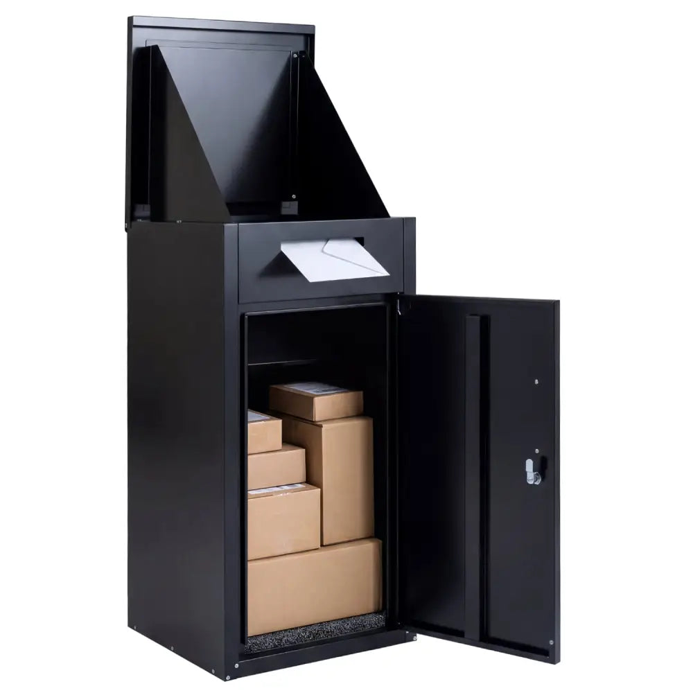 Package Delivery Box with Anti-Theft Board and Lockable Door-Black - Black - Sheds & Outdoor Storage