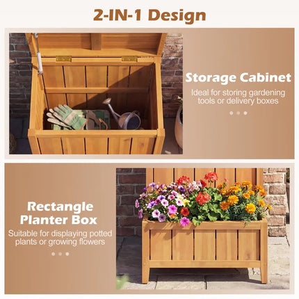Package Delivery Box with Planter Box for Pool Accessories and Garden Tools - Natural - Raised Garden Beds