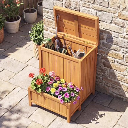 Package Delivery Box with Planter Box for Pool Accessories and Garden Tools - Natural - Raised Garden Beds