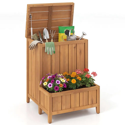 Package Delivery Box with Planter Box for Pool Accessories and Garden Tools - Natural - Raised Garden Beds
