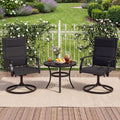 Padded Patio Swivel Chairs Set of 2 Ergonomic Outdoor Dining Chairs with Breathable Fabric-Black - Black - Patio Dining