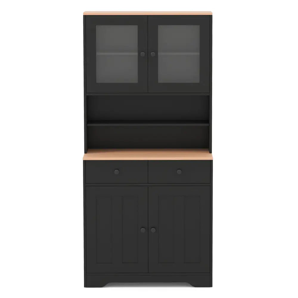 Pantry Cabinet with 2 Removable Shelves-Black - Black - Sideboards Cabinets & Buffets