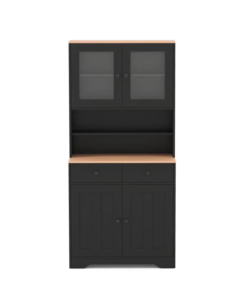 Pantry Cabinet with 2 Removable Shelves-Black - Black - Sideboards Cabinets & Buffets