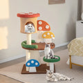Patended 4-In-1 Mushroom Cat Tree with Condo Spring Ball and Sisal Posts-Multicolor - Multicolor - Cat Trees Condos &