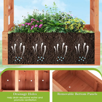 Patent Pending Wooden Raised Garden Bed with Trellis and Hanging Roof-Orange - Orange - Raised Garden Beds