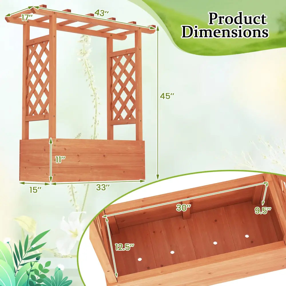 Patent Pending Wooden Raised Garden Bed with Trellis and Hanging Roof-Orange - Orange - Raised Garden Beds